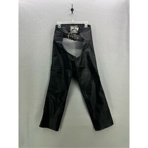 California Creations Mens Black Leather Motorcycle Chaps Size Small